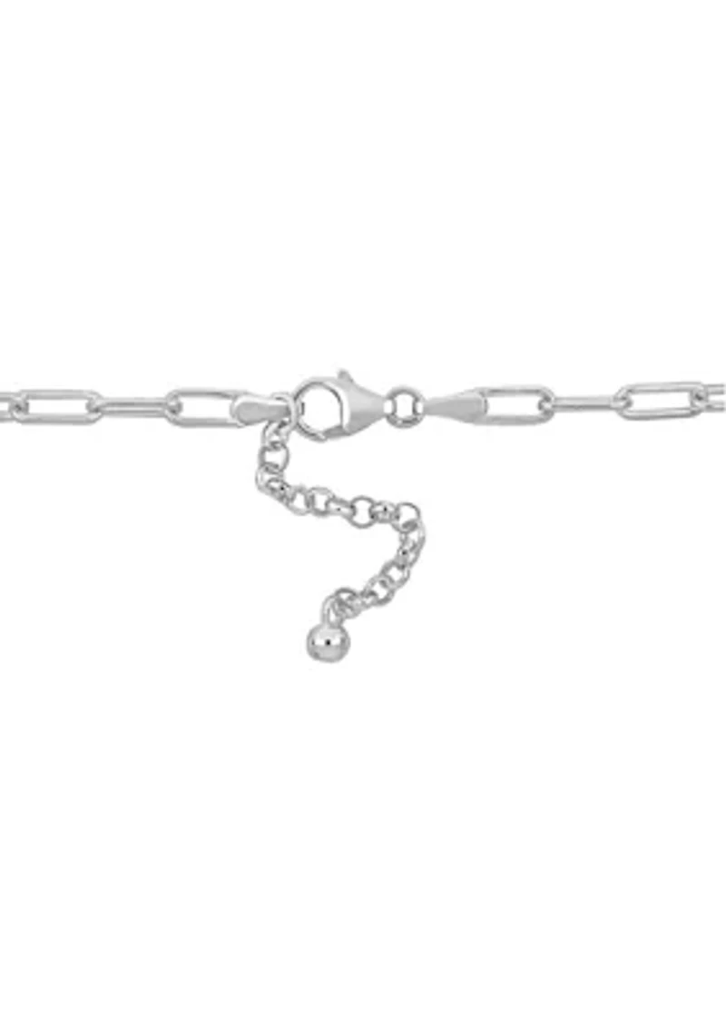 8-9mm Pink Cultured Freshwater Pearl Station Necklace in Sterling Silver