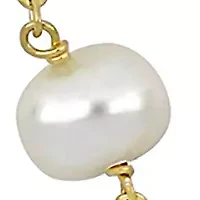 9-10mm Cultured Freshwater Pearl Station Necklace in 18k Yellow Gold Plated Sterling Silver