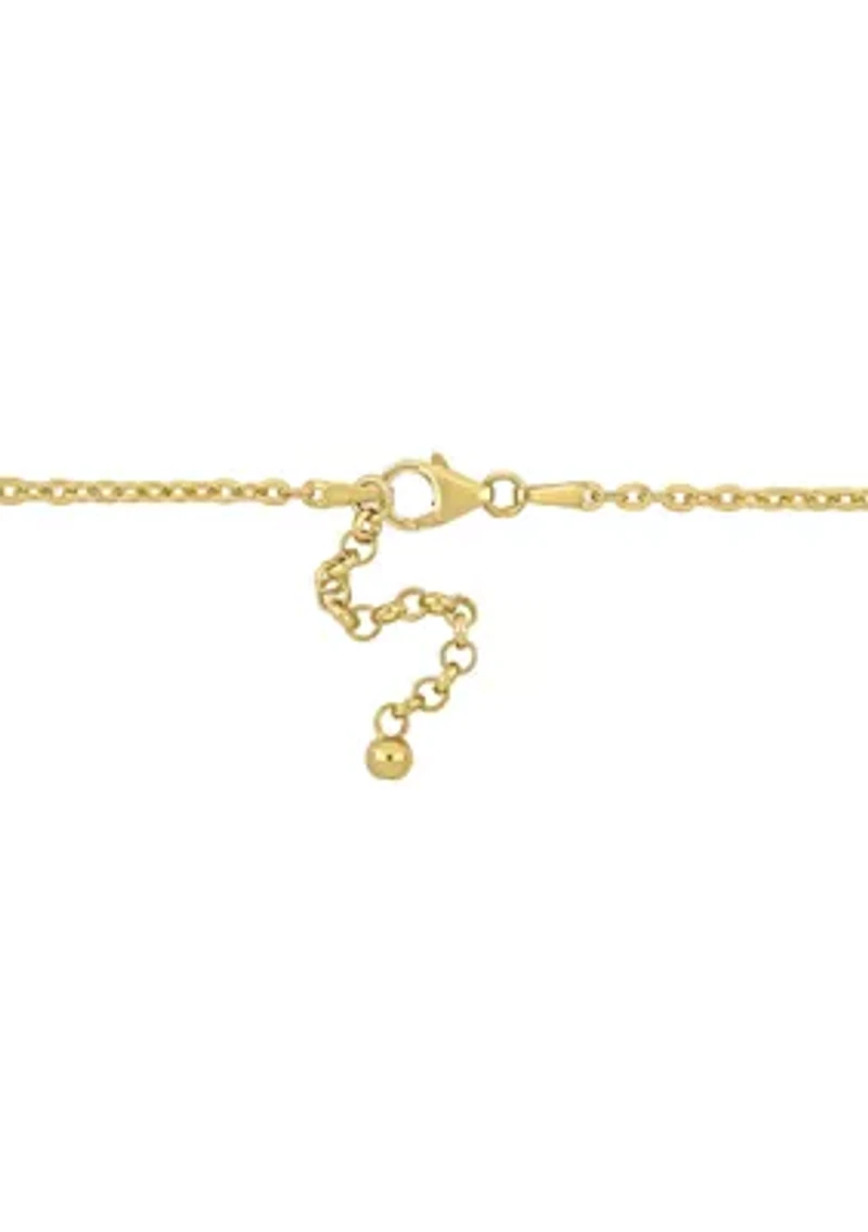 9-10mm Cultured Freshwater Pearl Station Necklace in 18k Yellow Gold Plated Sterling Silver