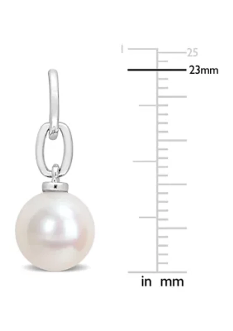 9-9.5mm Freshwater Cultured Pearl Drop Earrings in Sterling Silver