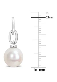 9-9.5mm Freshwater Cultured Pearl Drop Earrings in Sterling Silver