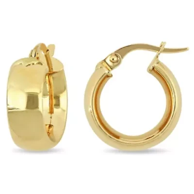 15mm Satin Finish Hoop Earrings in 10k Yellow Gold