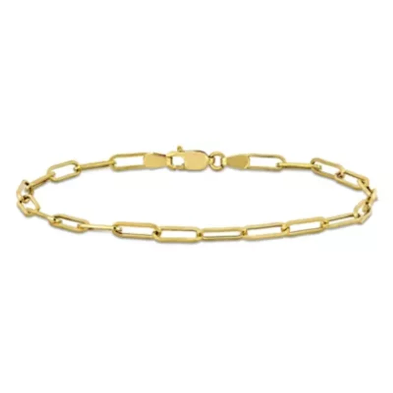 3.3mm Polished Paperclip Chain Bracelet in 14k Yellow Gold, 7 in