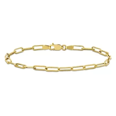 3.3mm Polished Paperclip Chain Bracelet in 14k Yellow Gold, 7 in