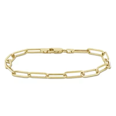 4.3mm Polished Paperclip Chain Bracelet in 14k Yellow Gold, 7.5 in