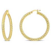 36mm Textured Twist Hoop Earrings in 14k Yellow Gold