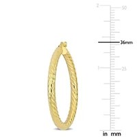 36mm Textured Twist Hoop Earrings in 14k Yellow Gold