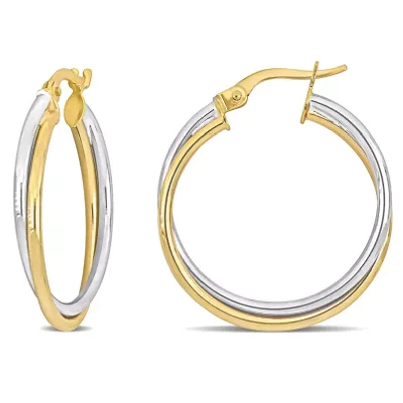26mm Crossover Hoop Earrings in 10K 2-Tone Gold