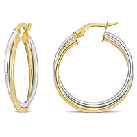 26mm Crossover Hoop Earrings in 10K 2-Tone Gold