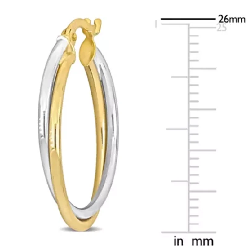 26mm Crossover Hoop Earrings in 10K 2-Tone Gold