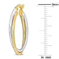 26mm Crossover Hoop Earrings in 10K 2-Tone Gold
