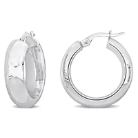 22mm Huggie Hoop Earrings in 10k White Gold