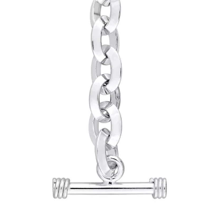 2 Piece Set of Heart Charm Bracelet and Necklace in Two-Tone Rose and White Sterling Silver