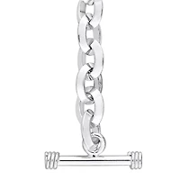 2 Piece Set of Heart Charm Bracelet and Necklace in Two-Tone Rose and White Sterling Silver