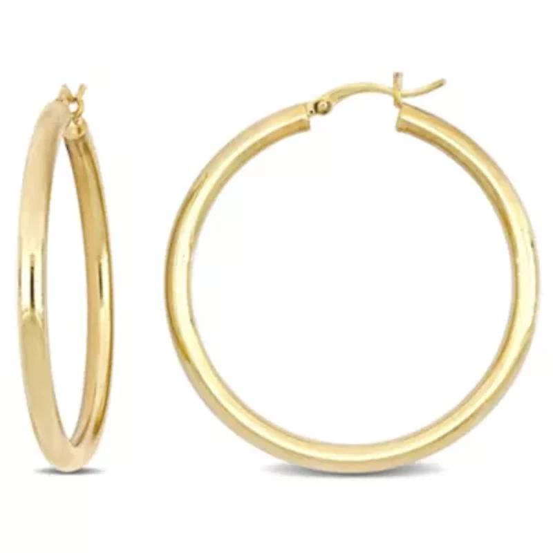 40MM Tube Hoop Earrings in Yellow Plated Sterling Silver
