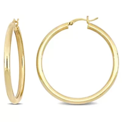 40MM Tube Hoop Earrings in Yellow Plated Sterling Silver