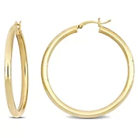 40MM Tube Hoop Earrings in Yellow Plated Sterling Silver