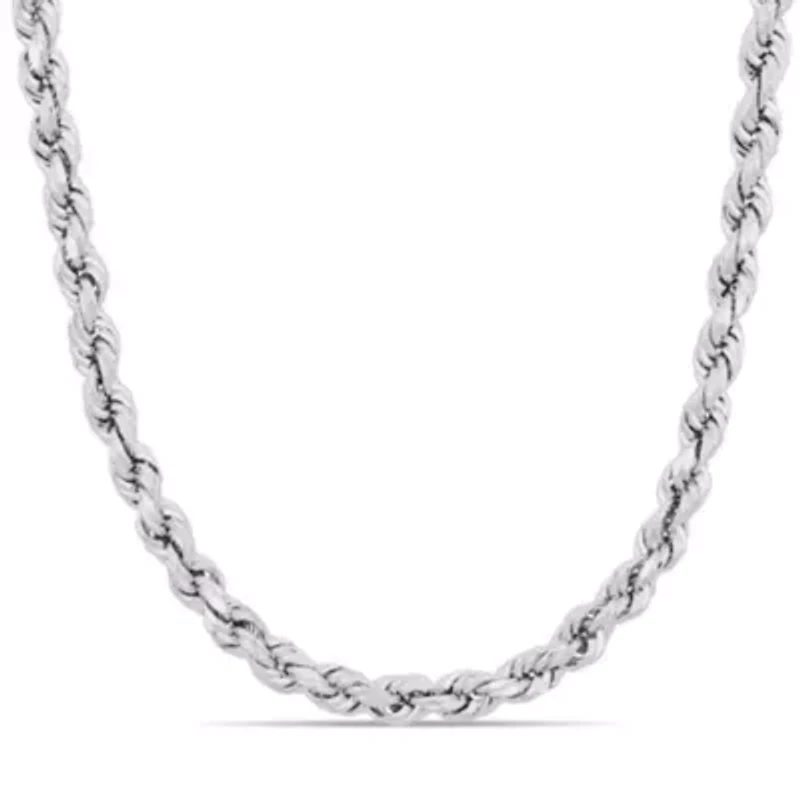5MM Rope Chain Necklace in Sterling Silver with Lobster Clasp, 24"