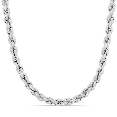 5MM Rope Chain Necklace in Sterling Silver with Lobster Clasp, 24"