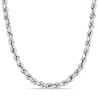 5MM Rope Chain Necklace in Sterling Silver with Lobster Clasp, 24"