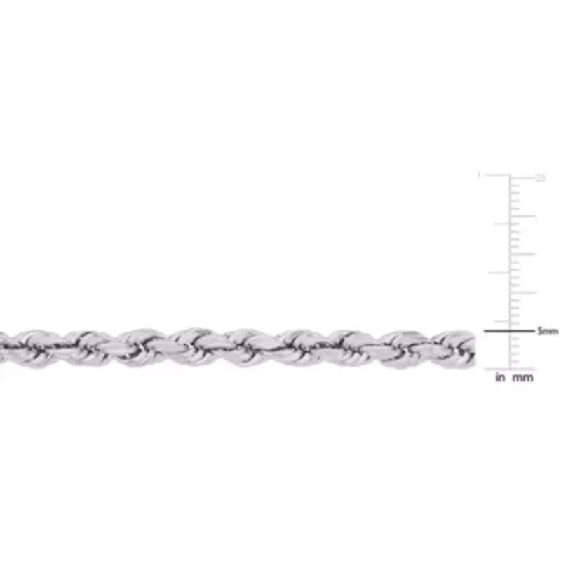 5MM Rope Chain Necklace in Sterling Silver with Lobster Clasp, 24"