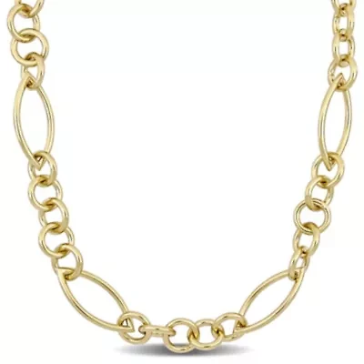 24" Fancy Link Necklace in Yellow Plated Sterling Silver