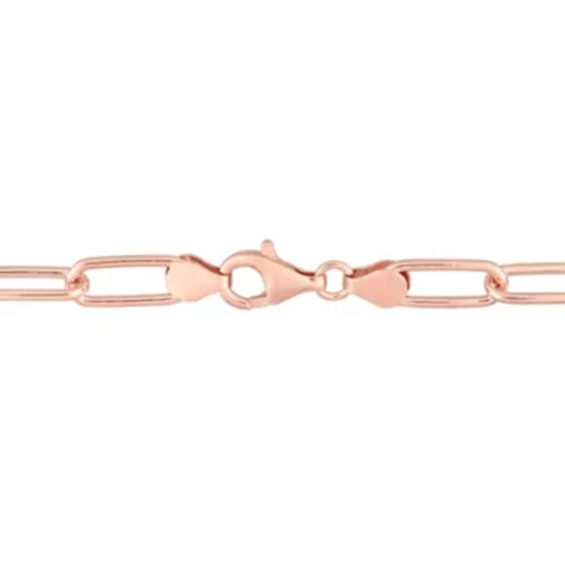 6MM Polished Paperclip Chain Anklet in 18k Rose Gold Plated Sterling Silver, 9"