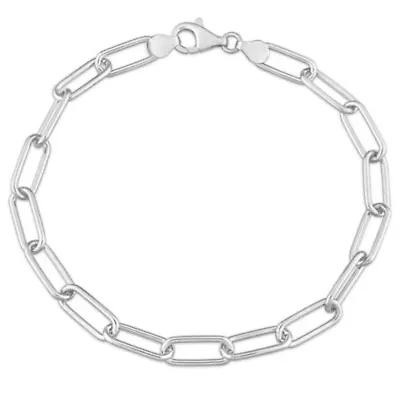 6MM Polished Paperclip Chain Bracelet in Sterling Silver, 7.5"