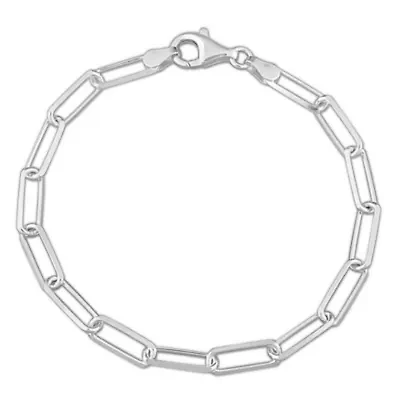 5MM Diamond Cut Paperclip Chain Bracelet in Sterling Silver, 7.5"