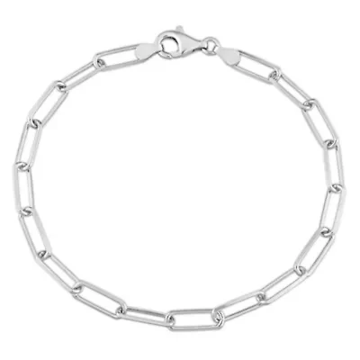 5MM Diamond Cut Paperclip Chain Bracelet in Sterling Silver, 9"