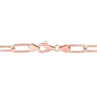 6MM Polished Paperclip Chain Bracelet in 18k Rose Gold Plated Sterling Silver, 9"