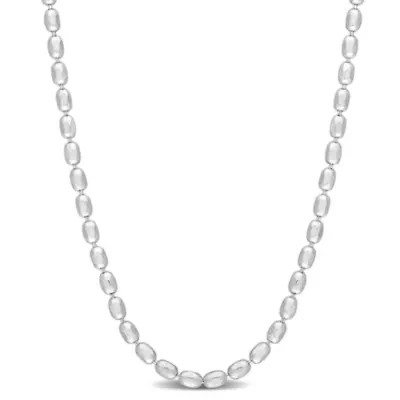 Oval Ball Chain Necklace in Sterling Silver, 16"