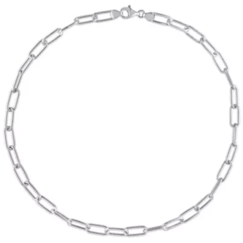 6MM Polished Paperclip Chain Necklace in Sterling Silver, 18"