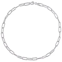 6MM Polished Paperclip Chain Necklace in Sterling Silver, 18"