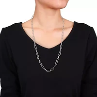 6MM Polished Paperclip Chain Necklace in Sterling Silver, 24"