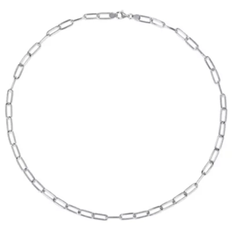 6MM Polished Paperclip Chain Necklace in Sterling Silver, 24"