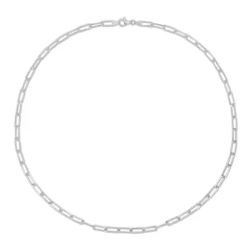 5MM Diamond Cut Paperclip Chain Necklace in Sterling Silver, 24"