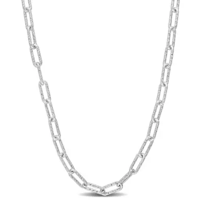 3.5MM Fancy Paperclip Chain Necklace in Sterling Silver, 20"