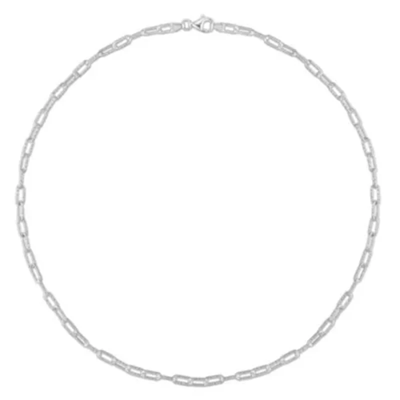 3.5MM Fancy Paperclip Chain Necklace in Sterling Silver, 20"