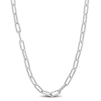 3.5MM Fancy Paperclip Chain Necklace in Sterling Silver, 24"