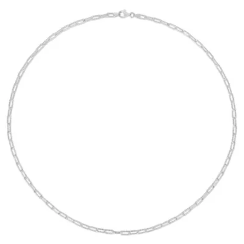 3.5MM Fancy Paperclip Chain Necklace in Sterling Silver, 24"
