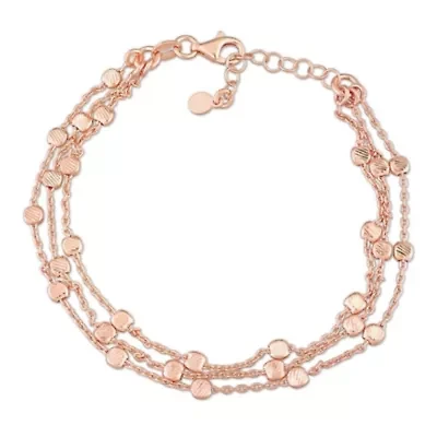 Multi-Strand Chain Bracelet in 18k Rose Gold Plated Sterling Silver, 7.5"