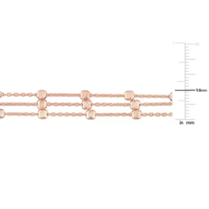 Multi-Strand Chain Bracelet in 18k Rose Gold Plated Sterling Silver, 7.5"