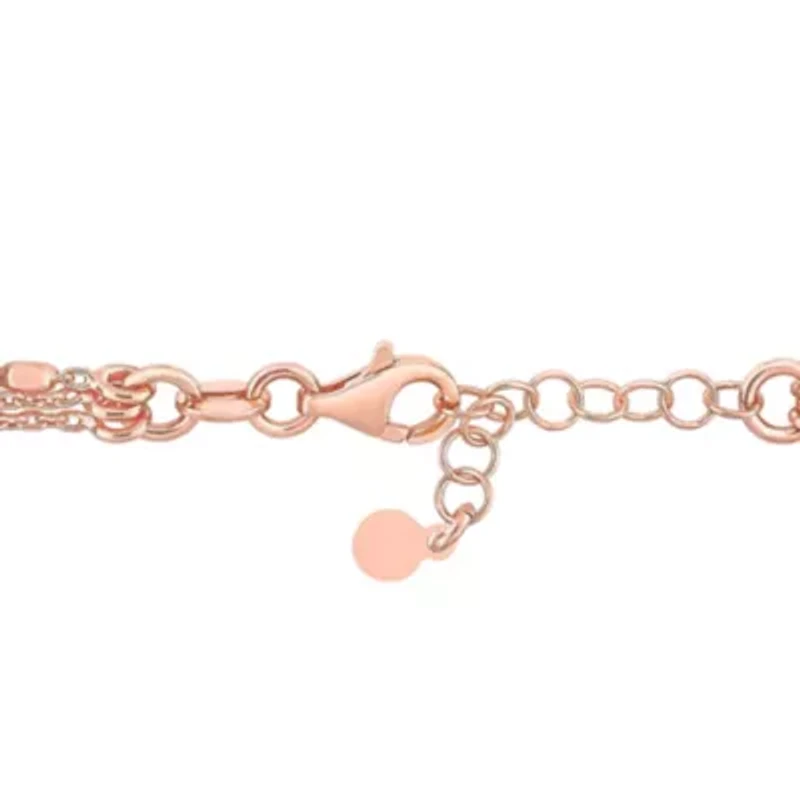 Multi-Strand Chain Bracelet in 18k Rose Gold Plated Sterling Silver, 7.5"