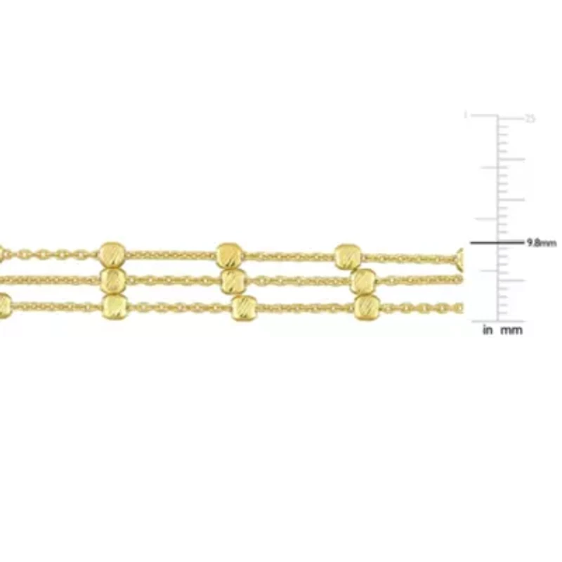 Multi-Strand Chain Bracelet in 18k Yellow Gold Plated Sterling Silver, 7.5"
