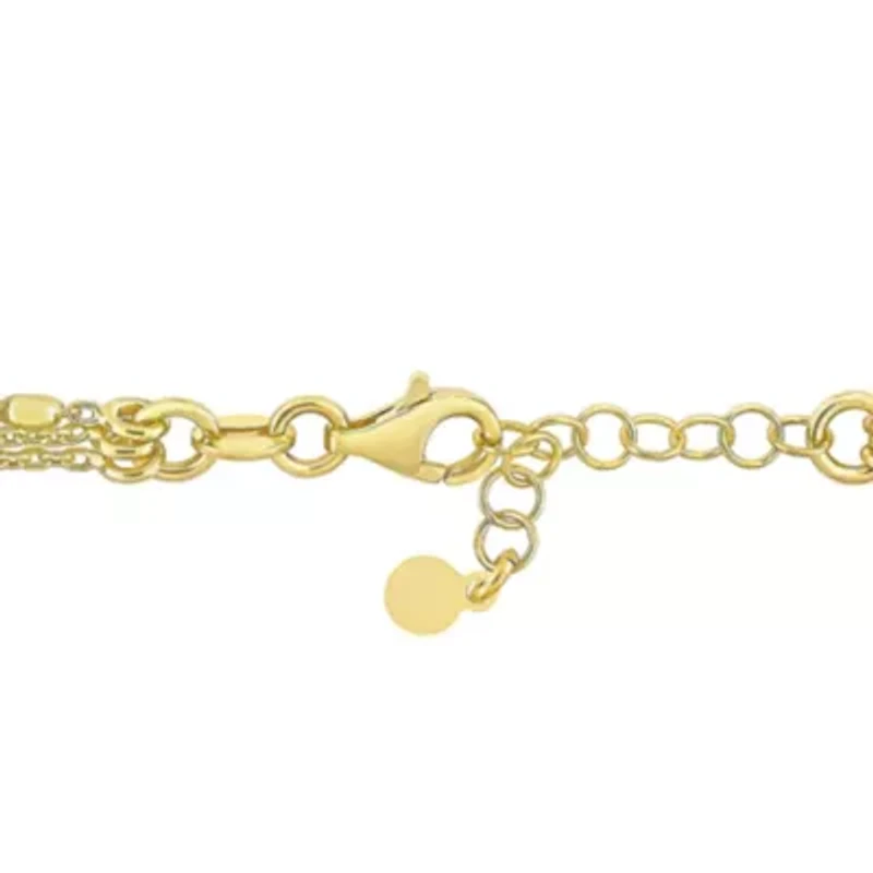 Multi-Strand Chain Bracelet in 18k Yellow Gold Plated Sterling Silver, 7.5"