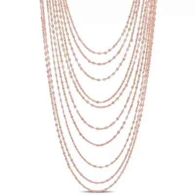 Multi-Strand Chain Necklace in 18k Rose Gold Plated Sterling Silver, 18"