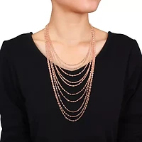 Multi-Strand Chain Necklace in 18k Rose Gold Plated Sterling Silver, 18"