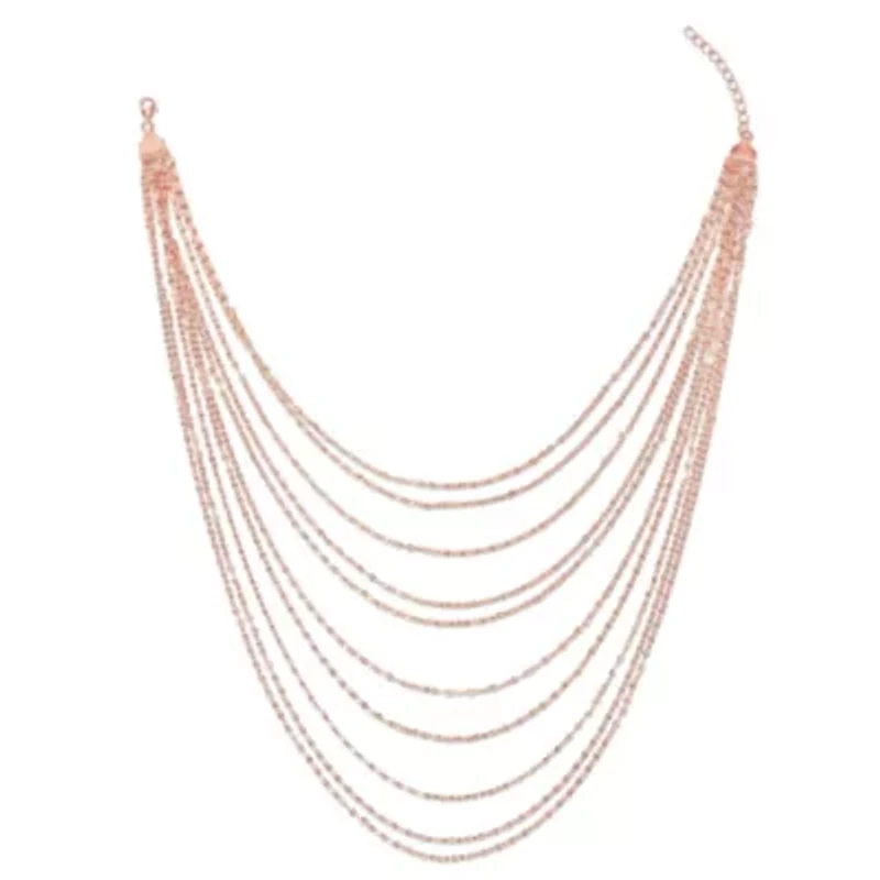 Multi-Strand Chain Necklace in 18k Rose Gold Plated Sterling Silver, 18"