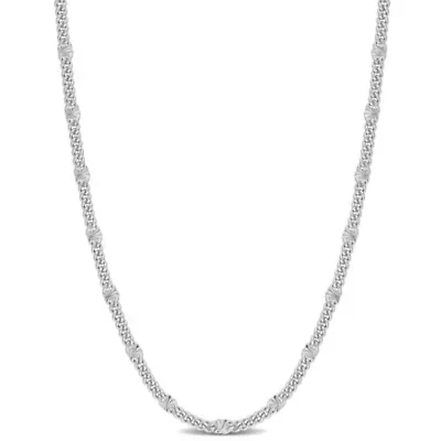Double Curb Link Chain Necklace in Sterling Silver, 16"